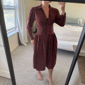 Vintage Cotton Flannel Holiday Plaid Dress